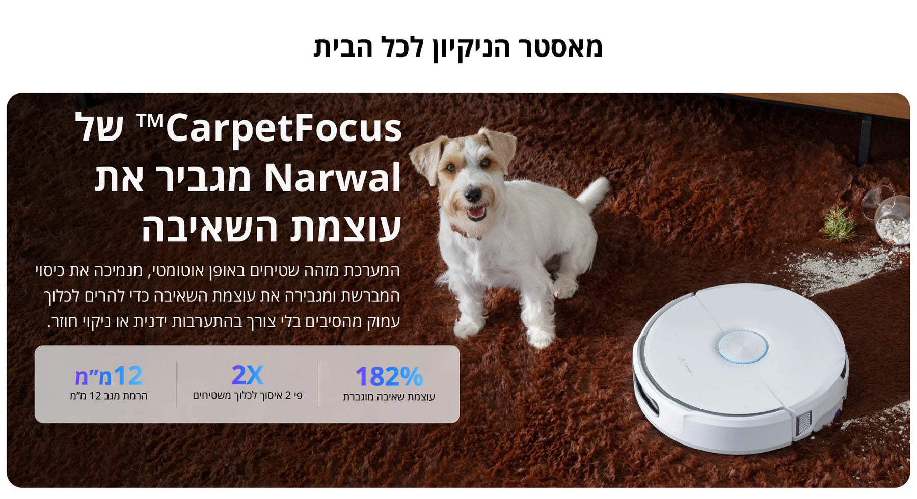 שואב אבק רובוטי  עם חיבור למערכת ניקוז מים אוטומטית Narwal Flow AX-11 לבן feature image